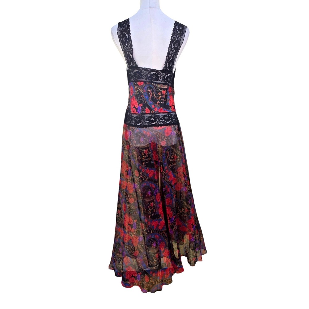 Victoria's Secret vintage 90Maxi Dress Womens M Multicolor ‎ Floral Paisley Lace - Picture 13 of 16